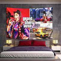 Grand Theft Auto VI Game Scenes Female Car Art Patterned tapestry for bedroom and living room home decor sofas 100x150cm(39x59in)