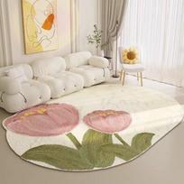 Tulpės Gėlės Ilgas Kilimas Minkštas Pūkuotas Lovos Priešais Kilimas Svetainės Veidrodžio Priekio Kilimas Neslystantys Miegamojo Dekoro Kilimėliai 60*160cm beige