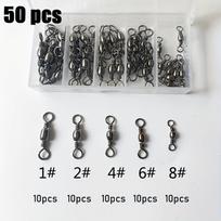 1 rinkinys/50 vnt. 5 dydžių greito žvejybos kabliukų jungtys | Luya žvejybos įrankių priedai, žvejybos reikmenys 50pcs gray