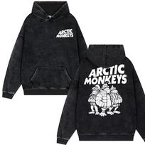 Retro Rock Arctic Monkeys Music Album Vintage Washed Hoodies Men's Oversize Pullover Y2k Hip Hop Streetwear Sweatshirt Tracksuit 3XL black