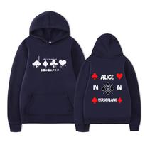 Alice in Borderland Hoodies Men Cartoon Cards Sweatshirt Vintage Unisex Pullover Men Graphic Hoody Oversize Clothing S gray