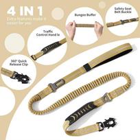Reflective Shock Absorbing Pet Leashes With Car Seatbelt For Large Dogs Heavy Duty Tactical Bungee Dog Leash No Pull Dog Leash