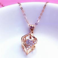Exquisite Purple Gold Inlaid Zircon Smart Shiny Pendant 585 Rose Gold Plated Necklace Simple Fashion Jewelry Women'S white