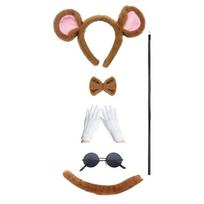 Pelės kostiumo aksesuarų rinkinys Pelės ausys lankelis Uodega Akiniai nuo saulės Gyvūno karnavalinis kostiumas Helovino, Cosplay vakarėliui brown