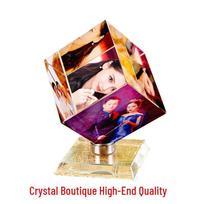 Personalized Crystal Cube Graduation Photo Desk Stand Gift beige