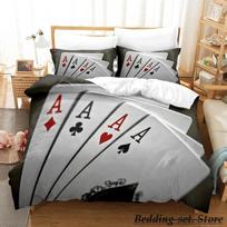 HIGH CARD Poker Bedding Set Single Twin Full Queen King Size Anime Duvet Cover for Adult Kid Bedroom 70x133cm 2pcs gray