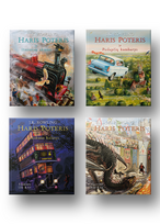 Hario Poterio 4 iliustruotų knygų rinkinys: Haris Poteris ir Išminties akmuo + Haris Poteris ir Paslapčių kambarys + Haris Poteris ir Azkabano kalinys + Haris Poteris ir Ugnies taurė - J.K. Rowling, Jim Kay