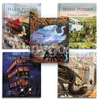 Hario Poterio 5 iliustruotų knygų rinkinys: Haris Poteris ir Išminties akmuo + Haris Poteris ir Paslapčių kambarys + Haris Poteris ir Azkabano kalinys + Haris Poteris ir Ugnies taurė + Haris Poteris ir Fenikso brolija - J.K. Rowling, Jim Kay