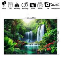 2D Rainforest Waterfall Backdrop for Birthday & Event Decor 47.2x31.5inch/120*80cm gray