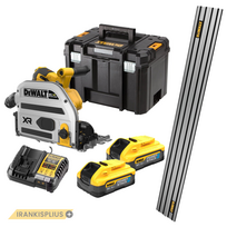 DCS525H2T DeWALT 18V įleidžiamas diskinis pjūklas 165 mm + DWS5022 liniuotė (2x5.0 Ah)