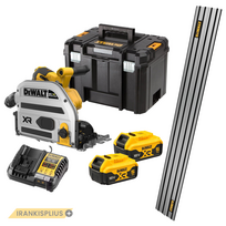 DCS525P2T DeWALT 18V įleidžiamas diskinis pjūklas 165 mm + DWS5022 liniuotė (2x5.0 Ah)