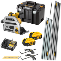 DCS525P2T DeWALT 18V įleidžiamas diskinis pjūklas 165 mm + liniuočių rinkinys (2x5.0 Ah)
