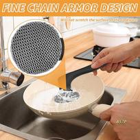 Cast Iron Chainmail Scrubber W Silicone Handle, Stainless Steel Welded Fine Chain Mail NONE juoda