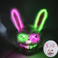Baisi LED šviečianti zuikio kaukė Pliušinis žudikas triušis Šviečianti kruvina kaukė Helovino karnavalui Cosplay Šviečianti tamsoje vakarėliui green