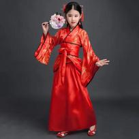 Senovės Kinijos suknelė Mergaitėms Vaikams Kimono Tradicinis Etninis Ventiliatorius Studentų Choro Šokio Kostiumas Japoniška Yukata Kimono Stiliaus 13-14Y(150-160cm) red