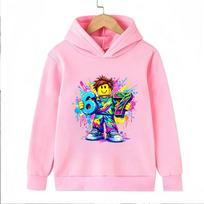 New Roblox Game 67 Digital Print Kids Autumn and Winter Hoodie for Boys and Girls Casual Top Childrens Birthday Graphic Tops 140 pink