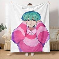 1pc KPop Demon Hunters SAJA BOYS2 Blanket, Gift, for Men and Women, Soft Blanket, Good for Sofa Bed Couch Travel, Lightweight Flannel Blanket 80cmx120cm pink