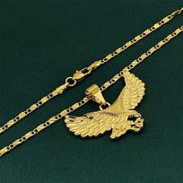 24K Gold Punk Hip-Hop Eagle Pendant Necklace Unisex Fashion JewelryGood product QS004-50CM black