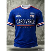 2026 Cape Verde Flag 3D Embroidered Football Jersey T-shirt - Suitable for Daily Wear Training Quick-drying T-shirt for Summer 110 blue