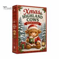 Advent Calendar for Kids Highland Cow Calendars 2026, 2D Acrylic Ornaments, 24 Days Christmas 2026 Countdown with Collectible Mini Figures Farmhouse A beige