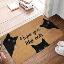 Funny Peeking Cat Welcome Entrance Mat Paw Print Decorative Front Door Rug For Hallway Entryway Household Decoration 60x90cm 24x36inch brown