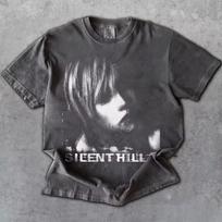 Vintage Silent Hill 3 T-shirt Horror Game Tee Gift for Woman and Man Oversized Men's T-Shirt Short Sleeve for All-Season 2XL gray