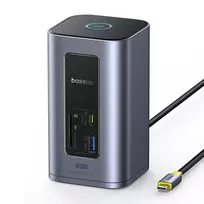 Baseus NU1 Air Spacemate 12-in-1 docking station USB-C to 2x HDMI | 2x USB-C | 2x USB 3.0 | 2x USB 2.0 | RJ45 | SD | microSD (TF) | gray