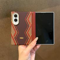 For Samsung Galaxy Z Fold 8 Ultra Fold 7 6 Phone Case Carbon Fiber Textured Magnetic Wireless Charger Shockproof Double Axis Protect Cover Galaxy Z Fold6 raudona