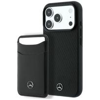 Mercedes Case + wallet set Grill Pattern Leather MagSafe for iPhone 18 Pro / 17 Pro black