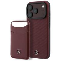 Mercedes Case + wallet set Grill Pattern Leather MagSafe for iPhone 18 Pro / 17 Pro burgundy