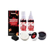 Halloween Fake Blood Makeup Kit with Spray, Drip Drops, Coagulated Blood Scabs, Cleaner Soap & Sponge-Realistic SFX Special Effects Wounds for Cosplay black
