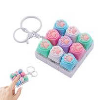 9-Key Cat Claw Keyboard Keychain Fidget Toy Mechanical Press Buttons Sensory Decompression Toy For Adult Kids Stress Relief pink