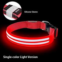 Light Up Dog Collar for Night Walk Color LED Glowing Pet Safety Collar Rechargeable Dog Necklace with Dog Harness Dog Leash Ring S(41-42cm) red