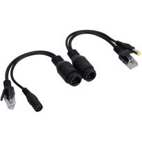 12V Power Over Ethernet Passive POE Adapter Cable Splitter Injector Waterproof  Black