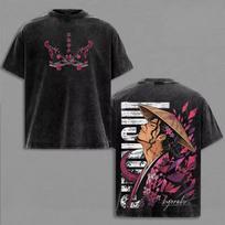 Anime BLEACH Kyoraku Shunsui Manga Graphic Print T-Shirt Men Women Short Sleeve Oversized Vintage Washed O-neck Cotton Streetwear Harajuku Fashion Tee L balta