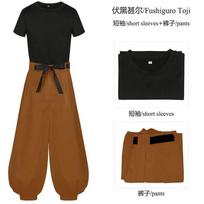 Anime Toji Fushiguro Cosplay Kostiumas Perukas Vienodas Burtininkų Žudikas Su Aksesuarais Viršus Kelnės Kostiumas Helovino Kostiumas Batai Moterims Vyrams XL black