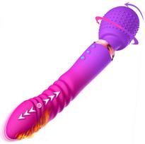 SuperLove Ultimate Heating & Thrusting Multifunction Massage Wand Purple-Pink