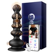 SuperLove Hyper Thrusting Vibrating Beads Anal Plug with Remote & App Black