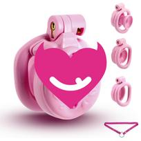 SuperLove Sissy Inverted Chastity Cage with Negative Bondage Gear Pink