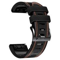 Klasikinė odinė silikoninė apyrankė skirta Garmin Fenix ​​7 7X 6 6X Pro 5 5X Plus 3HR 945 dirželis 26mm 22mm Tactix Bravo Delta Mk2 laikrodžio apyrankė Quickfit 26mm black