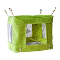 Bird Perch Nest Tent Stand for Parrots Conure Budgies Swing Breathable Hammock for Small Medium Parrots Toy žalia