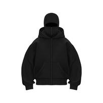 Vyriška ir moteriška Balaclava Gotikinė Harajuku žiemos naujiena dvigubo gobtuvo džemperis vyriška gobtuvas kaukė užtrauktukas sportinė apranga XL juoda