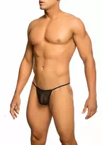 MOB Sheer T-Back Thong Men’s Minimal Coverage Black S/M