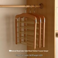 Kizhiqi medinis daugiasluoksnis neslystantis kelnių pakaba spintoms Multilayer Solid Wood Trouser Hanger brown