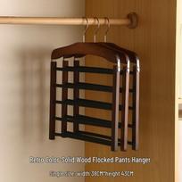 Kizhiqi medinis daugiasluoksnis neslystantis kelnių pakaba spintoms Multilayer Solid Wood Trouser Hanger