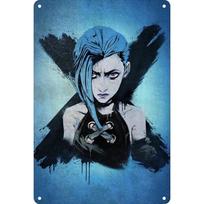 Arcane Season 2 Jinx VI Graffiti Metal Signs Poster Caitlyn Jayce Viktor Character Metal Arcane TV Series Wall Decor Metal Si 20x30cm（7.8x11.8inch） black