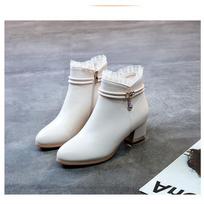 Zapatos De Mujer Women Classic Round Toe Black Pu Leather Short Ankle Boots for Autumn Lady Winter Beige Boots A9201 35 gray