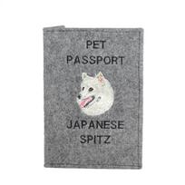 Japanese Spitz, Nihon Supittsu - Dog passport case, document case, gift for the traveller from the Art-Dog brand pilka spalva