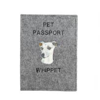 Whippet - Dog passport case, document case, gift for the traveller from the Art-Dog brand pilka spalva