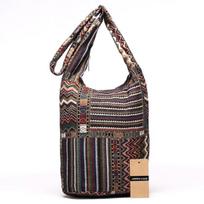 Annmouler New Women Shoulder Bag Woven Fabric Messenger Bag Aztec Hippie Bag  Capacity Crossbody Bag Female Bohemian Hobo (20cm<Max Length<30cm) black